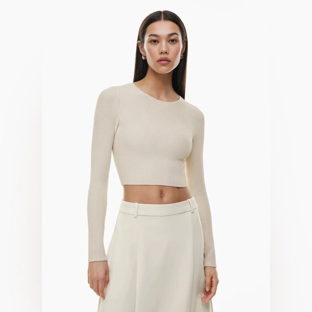 Aritzia Babaton Sculpt Knit Forefront Long Sleeve in Matte Pearl - Picture 2 of 12